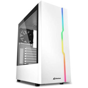 CASE SHARKOON RGB SLIDER WH ATX MEDIA TOREE ATX FRENTE CON UNA LINEA RGB PANEL LATERAL DE VIDRIO TEMPLADO BLANCO 4044951032006