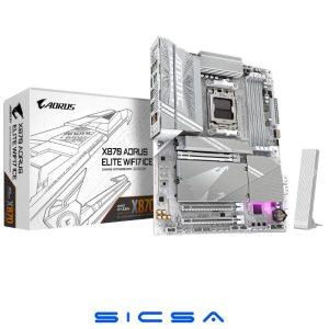 TARJETA MADRE ATX GIGABYTE X870 AORUS ELITE WIFI7 ICEI AM5 DDR5 BLANCO