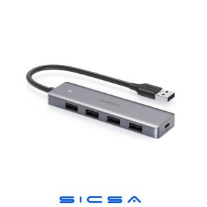 HUB UGREEN CM219 5 EN 1 USB-A 4 PUERTOS USB-A Y 1 PUERTO USB-C 5GBPS 50985 GRIS