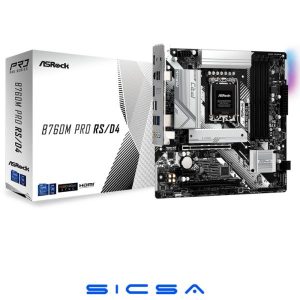 TARJETA MADRE MICRO ATX ASROCK B760M PRO RS D4 INTEL LGA 1700 13VA NEGRO / BLANCO
